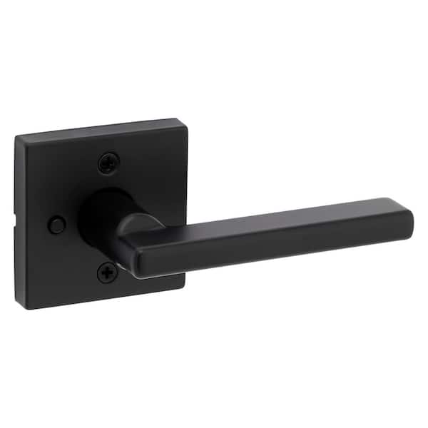 Kwikset Halifax Square Matte Black Privacy Bed/Bath Door Handle with Lock  730HFLSQT514CP - The Home Depot