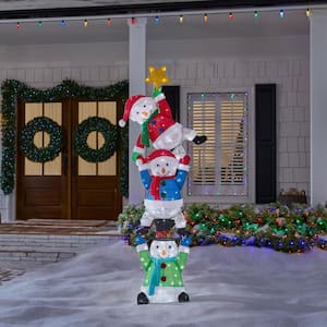 7 ft. Icicle Shimmer LED Stacked Snowmen Holiday Yard Decoration