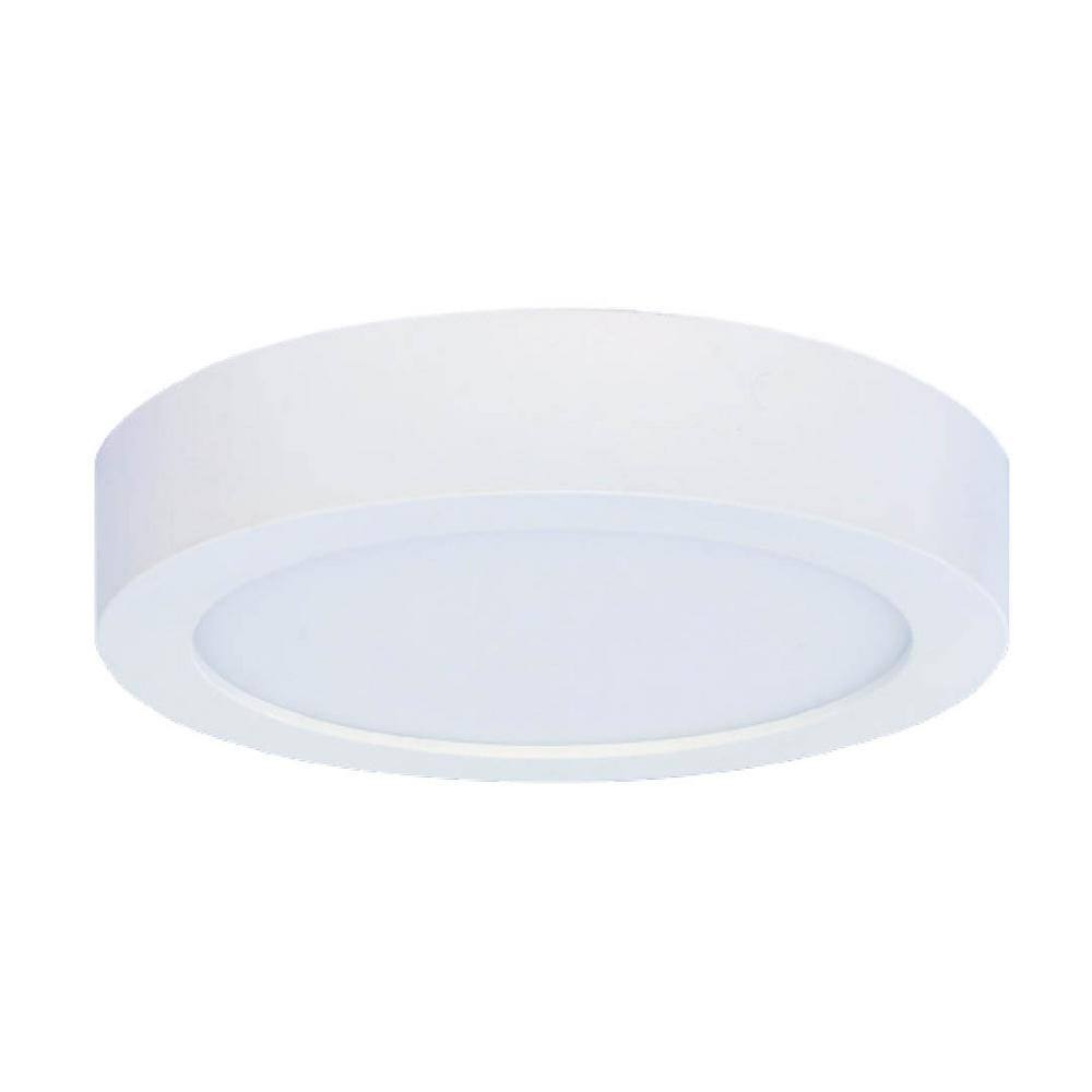 5.5 in. White Round Flush Mount Ceiling Light with Plastic Shade, Dimmable 