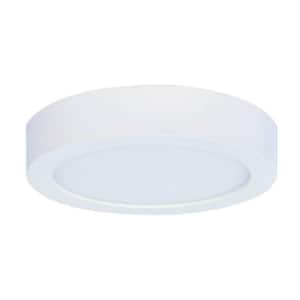 5.5 in. White Round Flush Mount Ceiling Light with Plastic Shade, Dimmable 4000K Cool White Light Bulb Included 1-Pack