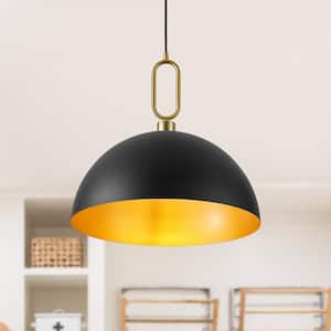 1-Light Black Industrial Pendant Light with Metal Shade for Study Dining Room Kitchen Island