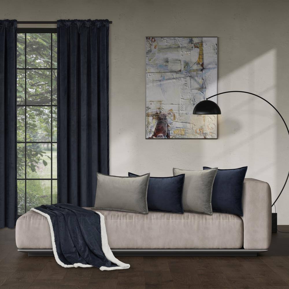 Charcoal 20" Polyester Box Throw Pillow with Trim