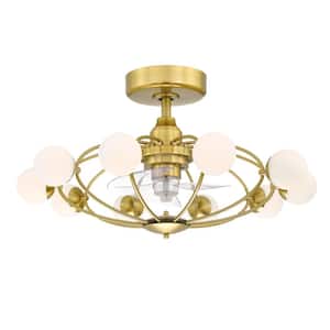 Kerring 32 in. Indoor Brushed Satin Brass Ceiling Fan with Light Kit