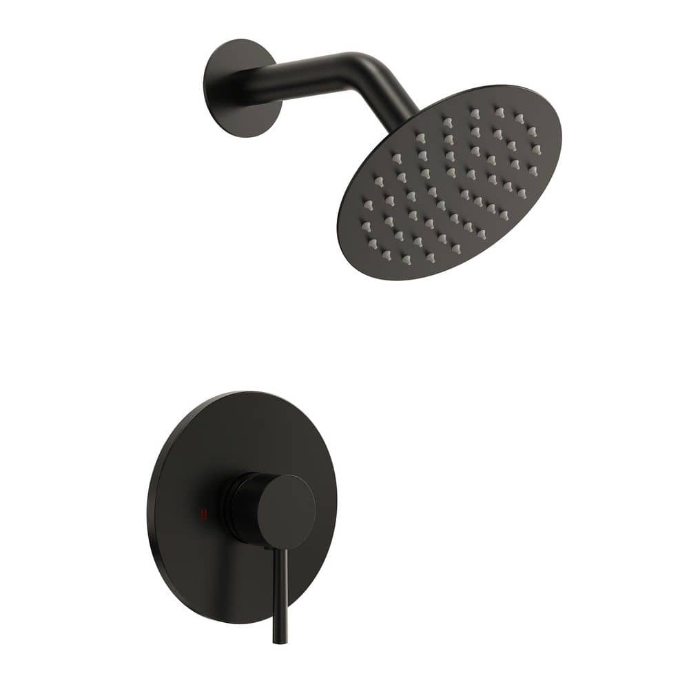 1 Spray Pattern with 1.8 GPM 6 in. Wall Mount Round Rain Fixed Shower Head in Matte Black price history on PriceWatchPro