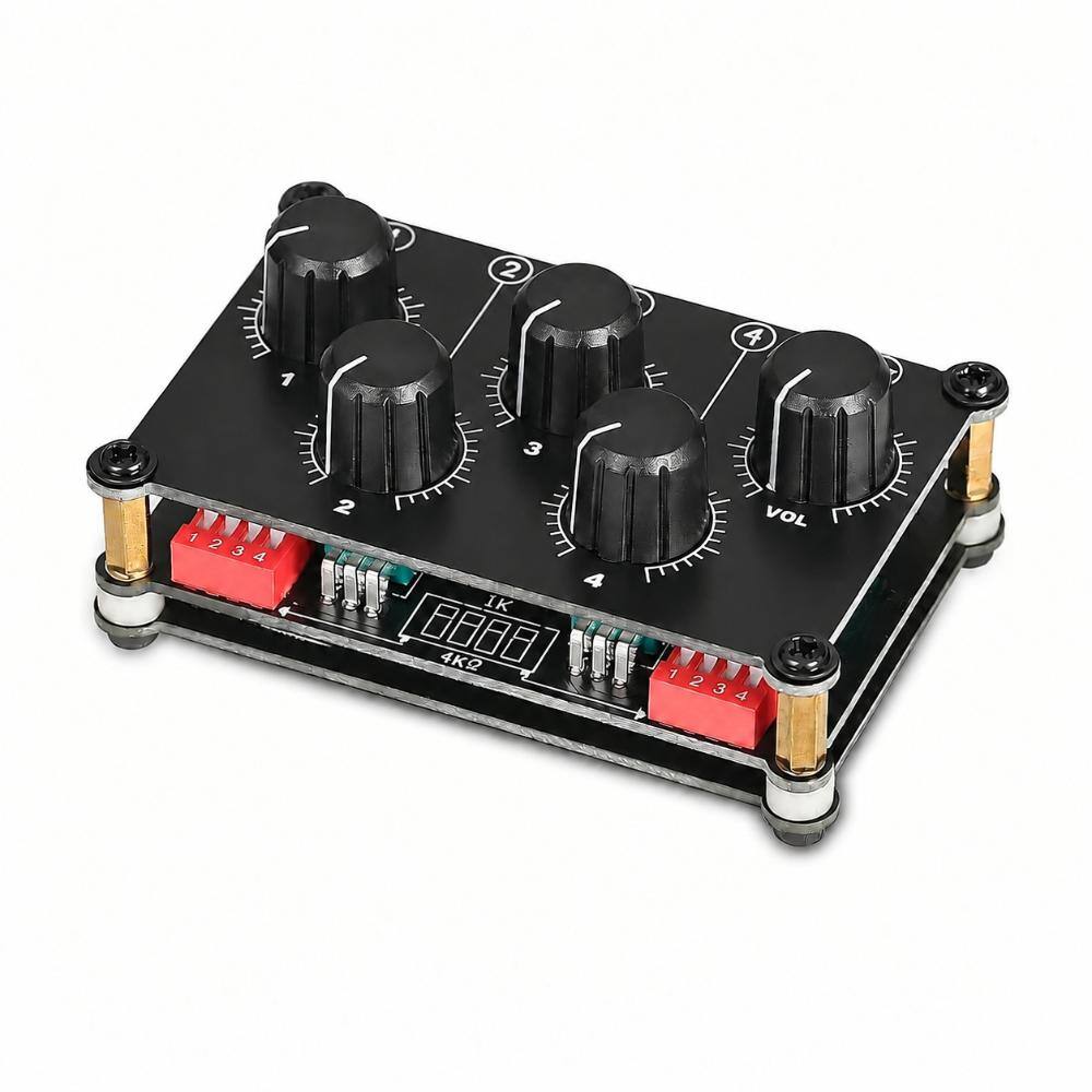 Mini Portable Stereo Audio Mixer Console 4 Channel Passive Live Studio Recording Mixer in Black 4-Pack