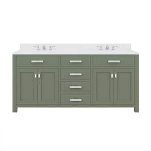 Madison 72 in. W x 21.5 in. D Vanity in Glacial Green with Marble Vanity Top in White with White Basin