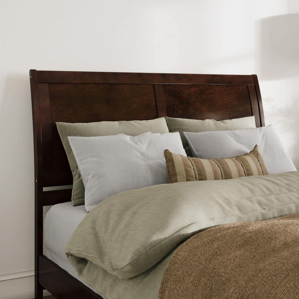 Portland Walnut Solid Wood Queen Headboard with Attachable Turbo USB Device Charger