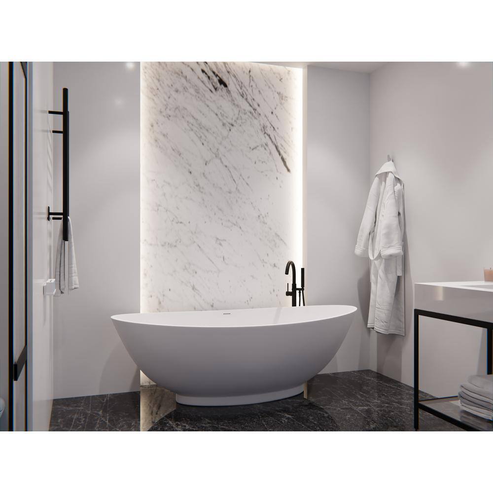 Ala 74'' Matte White Acrylic Freestanding Soaking Bathtub