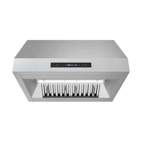 30 in. 350 CFM Gizio Convertible Under Cabinet Range Hood in Brushed Steel, Baffle Filters, Touchpad Control, LED Light