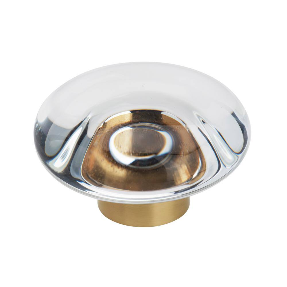 Clear and Bronze Round Glass Cabinet Knob with Mounting Hardware