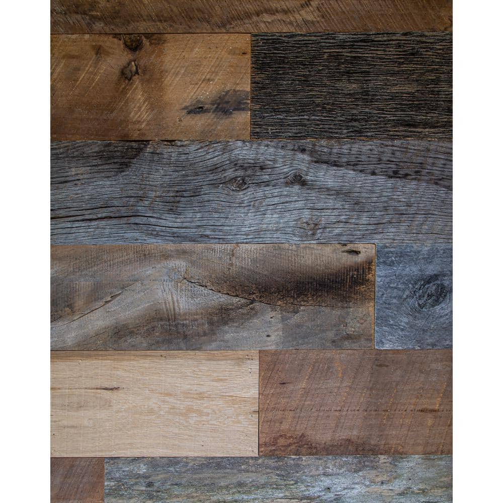 BARNLINE 3/8 in. T x in. W Premium Reclaimed Weathered Barn Wood Boards  Accent Wall Kit (20 sq ft.) 51067G The Home Depot