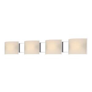 Pannelli 4-Light Chrome Vanity Light with Hand-Moulded White Opal Glass