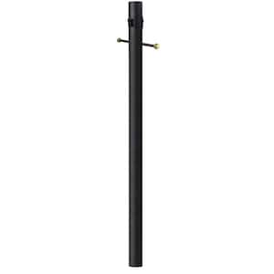 7 ft. Black Outdoor Lamp Post, Traditional In Ground Light Pole with Cross Arm and Grounded Convenience Outlet