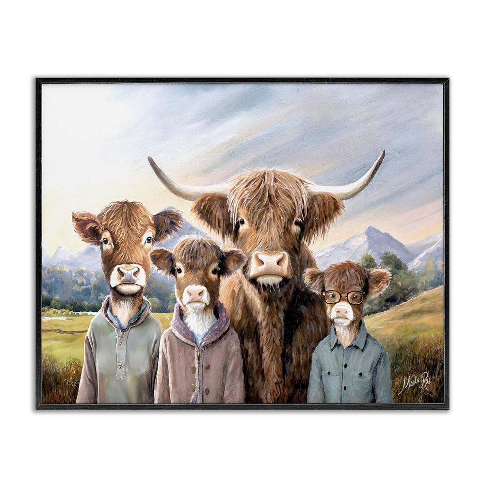 Cattle Family Portrait by Marla Rae Black Framed Animal Giclee Art Print 16 in. x 20 in. price history on PriceWatchPro