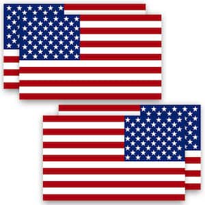 5 in. x 3 in. American US Flag Decal Patriotic Stars Reflective Stripe USA Flag Car Stickers (4-Pack)