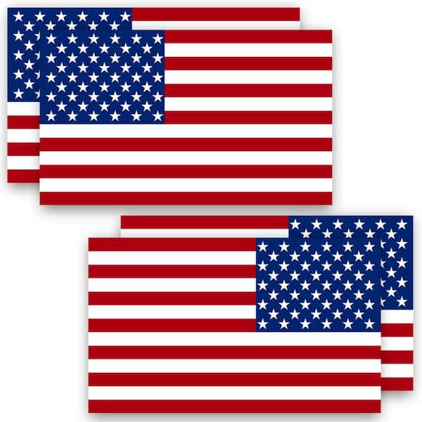 Reflective Pair of USA Waving Flags sticker decal 6"x3"