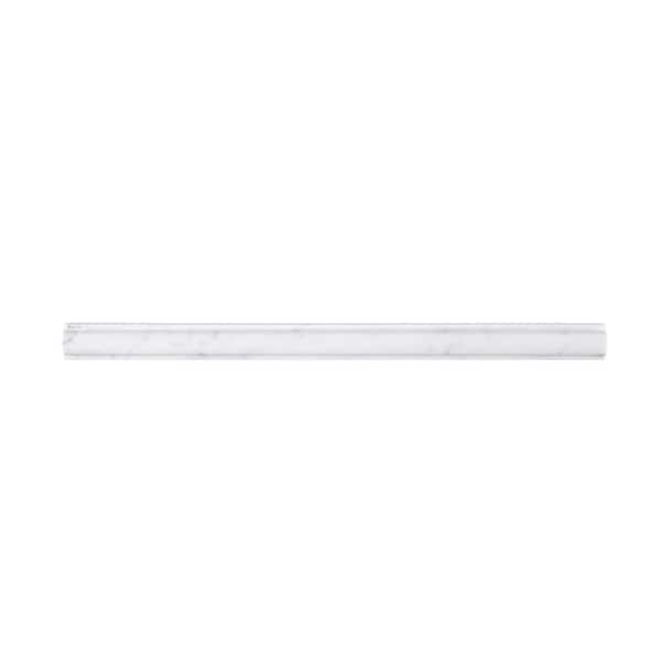 Jeffrey Court Carrara White 0.75 in. x 12 in. Honed Marble Wall Pencil Tile (1 Linear Foot)