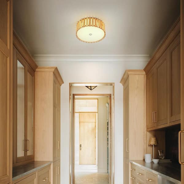 RRTYO Hayden 14 in. W 1-Light Dome Farmhouse Rustic Matte Brown