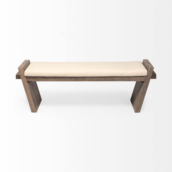 HomeRoots Amelia Brown 58 in. Linen Blend Bedroom Bench Backless Upholstered
