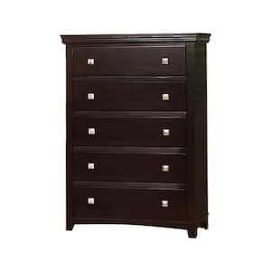 17 in. Espresso 5-Drawer Chest of Drawers