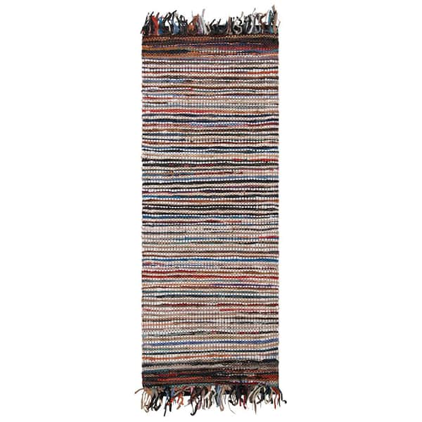 Vintage Leather 2 ft. x 9 ft. Multi Rustic Striped Runner Rug