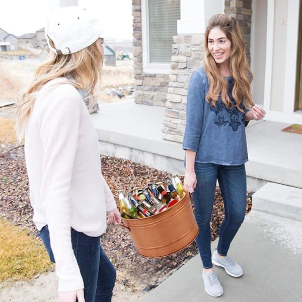 15.9 Gal. Hammered Pattern Copper Galvanized Farmhouse Style Tub
