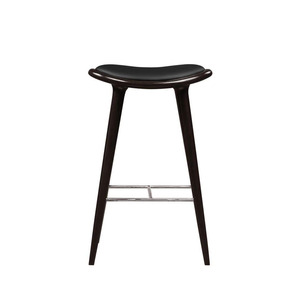 Lucio 28" Oval Backless Black Saddle Wood & Metal Barstool