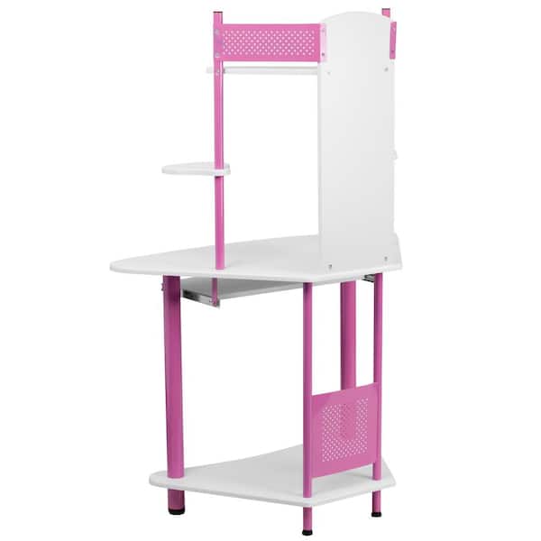 Flash Furniture Pink Corner Computer Desk With Hutch Nanjn2705pk The Home Depot Flash Furniture Pink Corner Computer, Pink Corner Desk