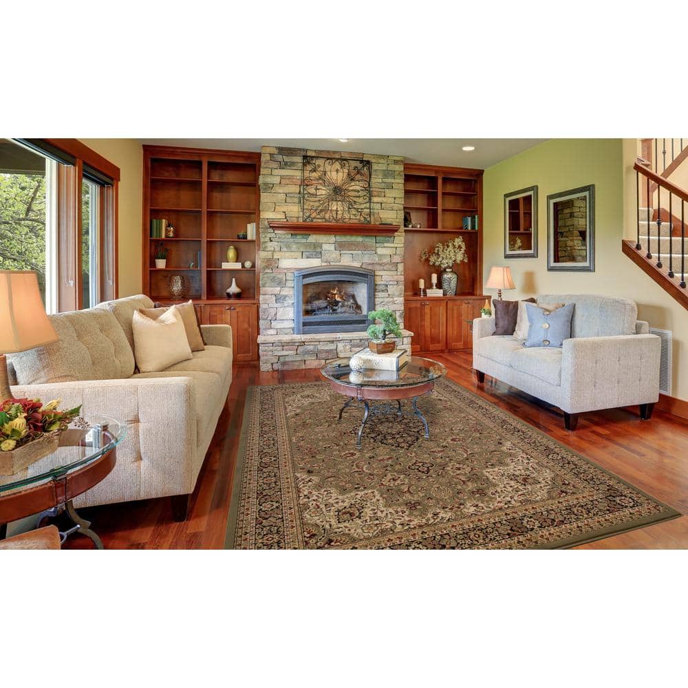 Black Medallion Synthetic Easy Care Stain-resistant Area Rug