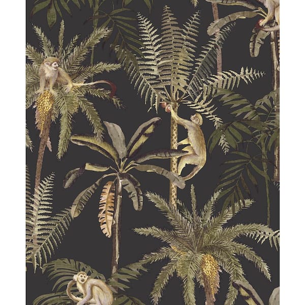 Walls Republic Climbing in the Trees Tropical Wallpaper Charcoal Paper Strippable Roll (Covers 57 sq. ft.)