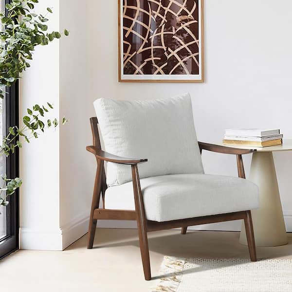 Zachary Beige Textured Fabric Upholstery Accent Arm Chair