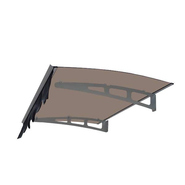 WeatherGuard 47 in. Polycarbonate Awning with Valance and Aluminum Frame, Ideal for Wooden Wall Installation