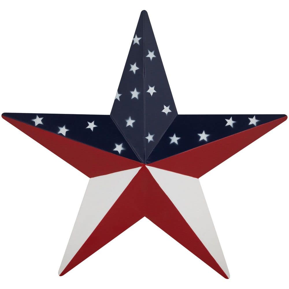 Patriotic Red, White, and Blue Metal Star Wall Decoration