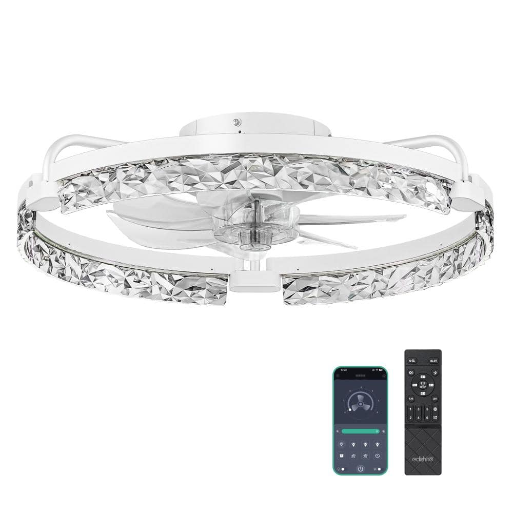 20'' Ceiling Fans with Lights and Remote, Low Profile Flush Mount Fandelier, 6 Speeds,  DC Motor, White price history on PriceWatchPro