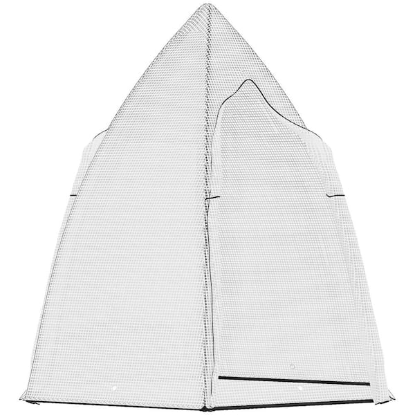 Outsunny 54.25 in. W x 63 in. D x 70.75 in. H Tent-Style Greenhouse, Portable Hot House for Plants w/Zipper Roll Up Door & Window