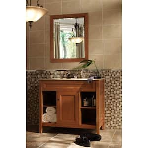 28 in. W x 34 in. H Framed Rectangular Beveled Edge Bathroom Vanity Mirror in Rich Cinnamon