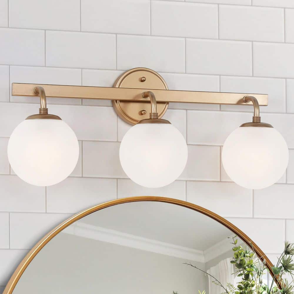 23.6 in. 3-Light Gold Modern Transitional Bathroom Vanity Light Bar, Powder Room Wall Sconce with Frosted Glass Shades price history on PriceWatchPro