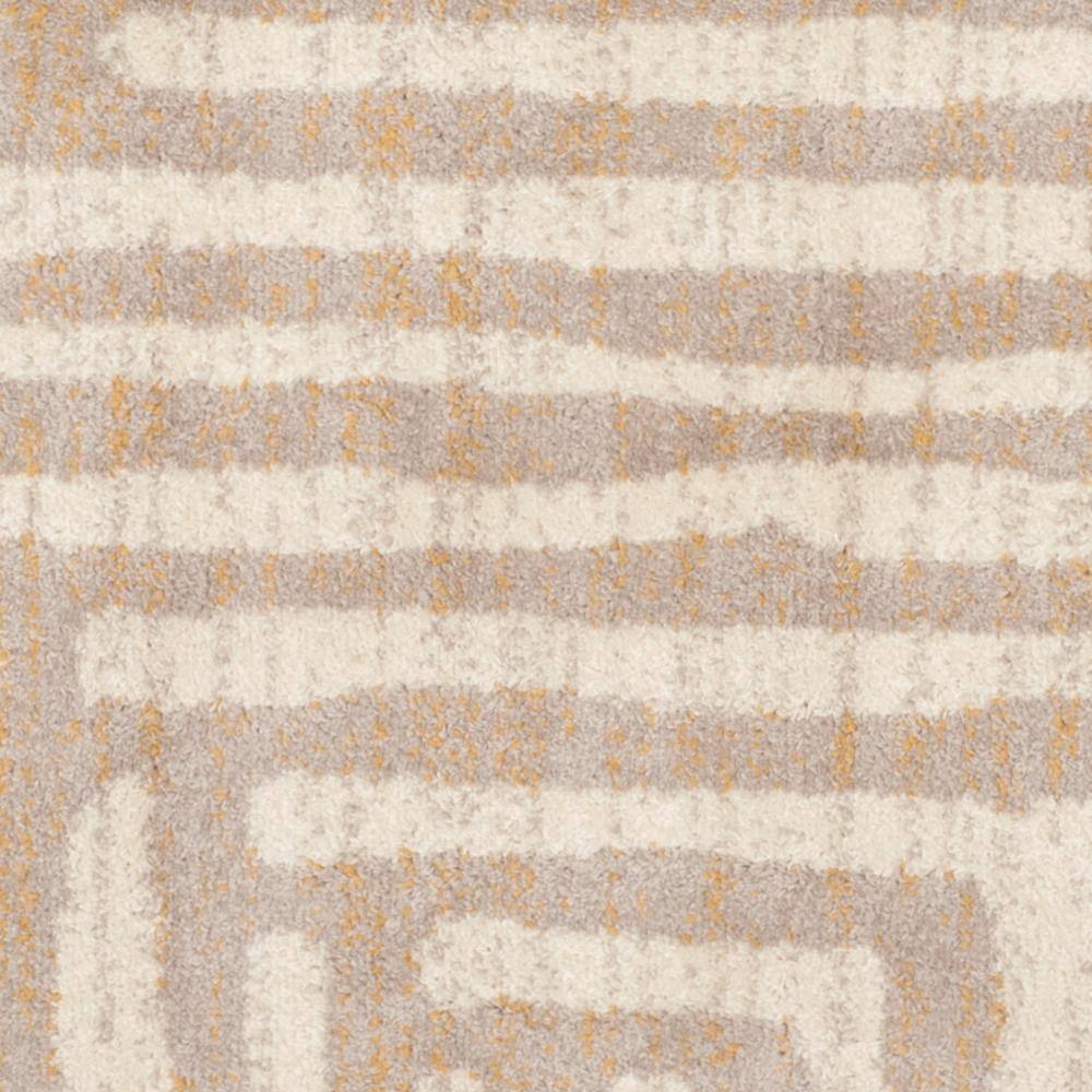 Ivory and Mauve Round Synthetic Abstract Area Rug