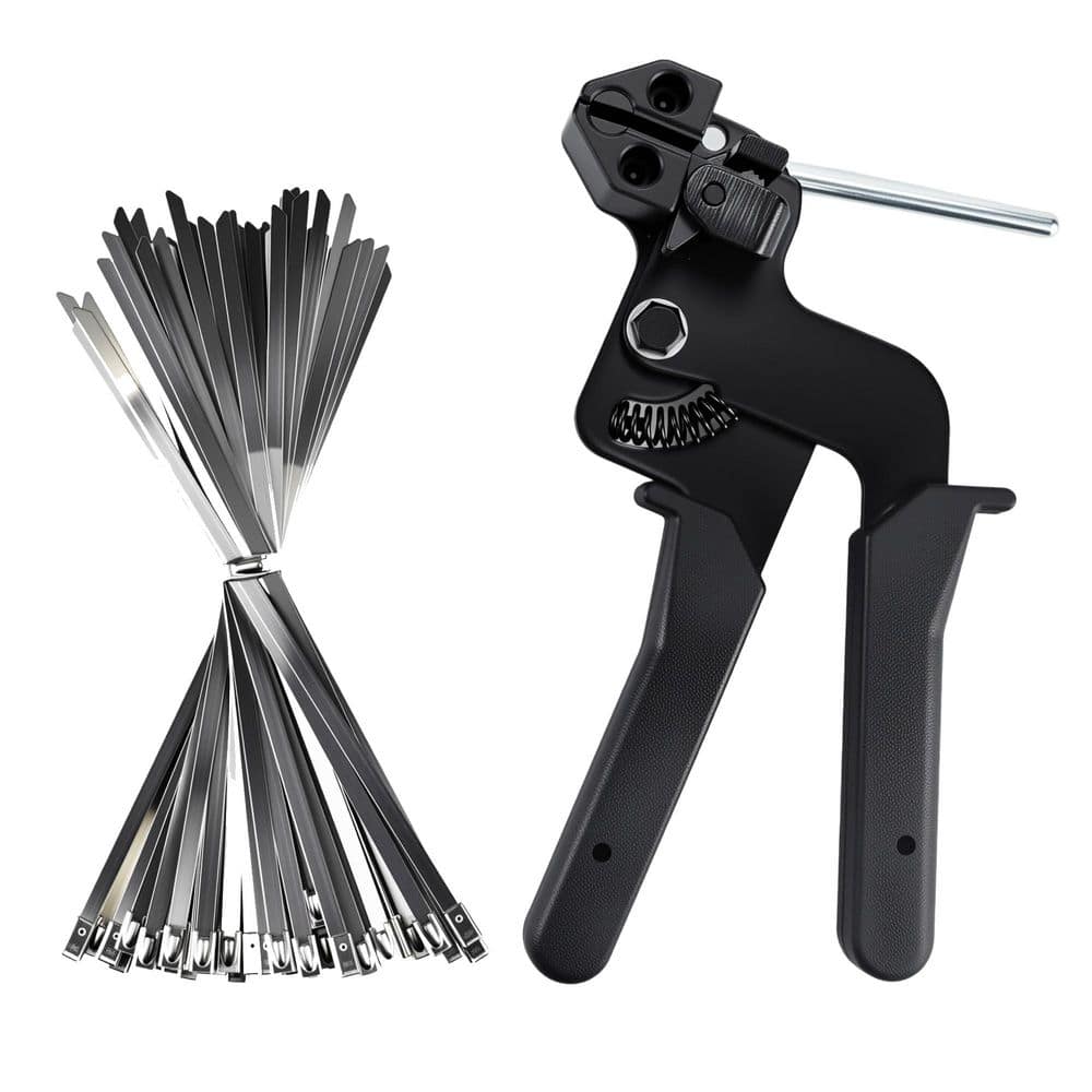 Heavy-Duty Black Treated Carbon Steel Metal Cable Tie Tool with 100 Pcs 11.8 in. Stainless Steel Self-Locking Zip Ties price history on PriceWatchPro