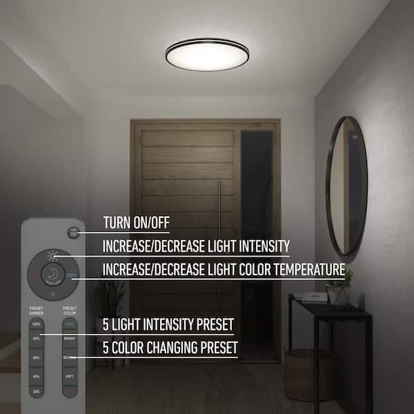mønt Sæt ud Enumerate Artika Athos 21 in. 1-Light Black Integrated Selectable LED Modern Flush  Mount Ceiling Light Fixture for Kitchen and Hallway FM-ATR-BL - The Home  Depot