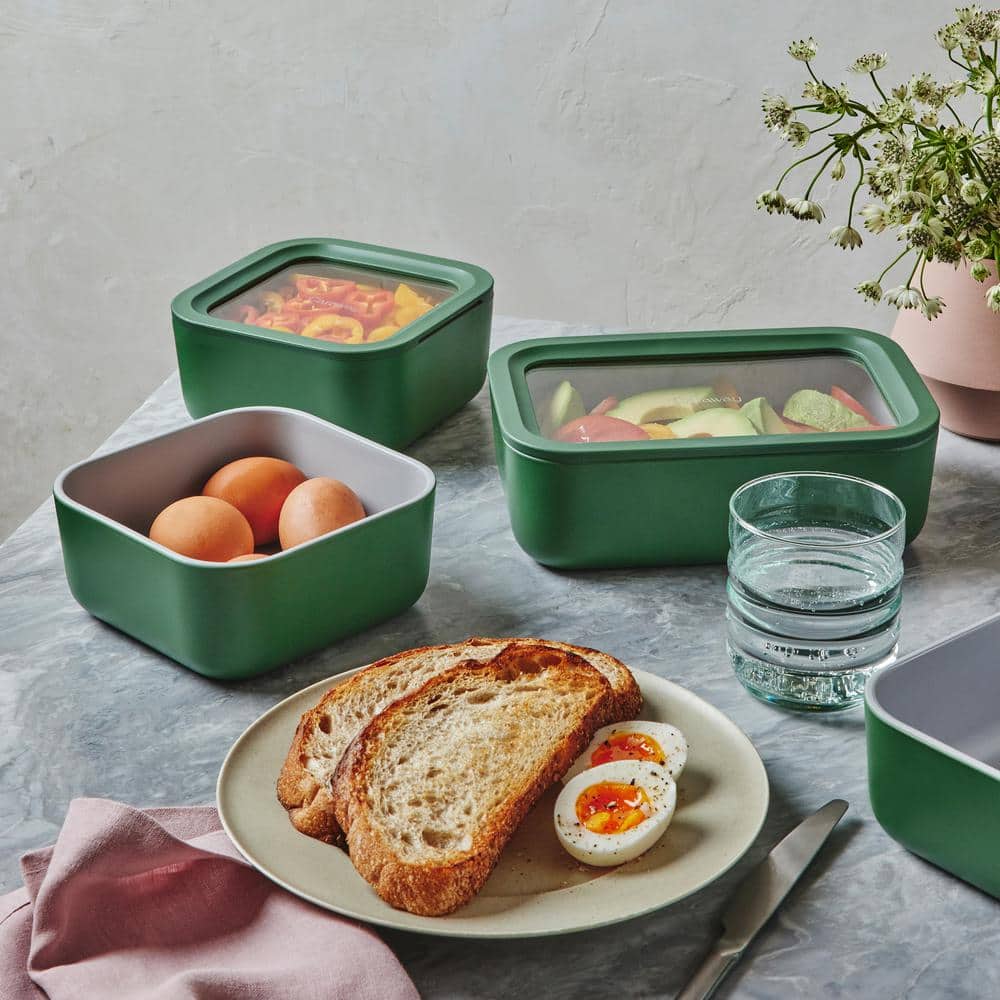 Sage 14-Piece Glass Food Storage Set with Ceramic Coating