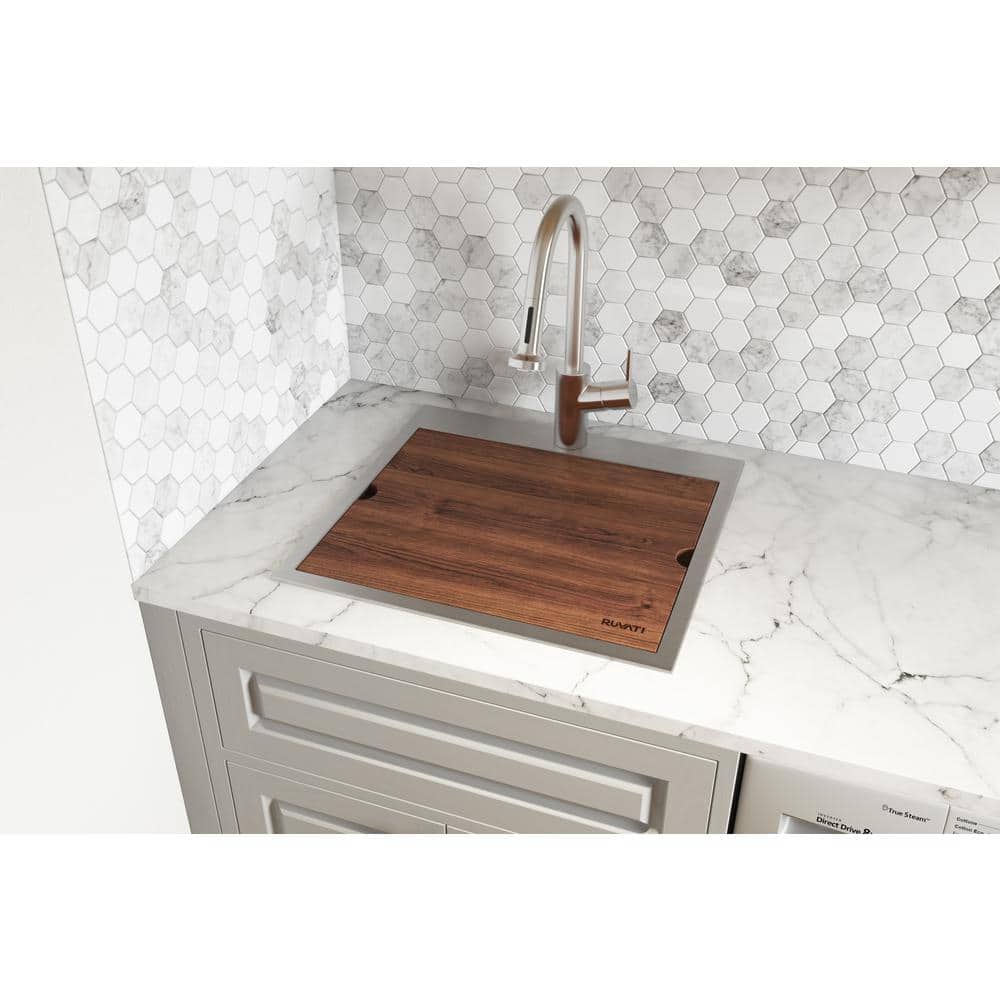 Ruvati 24" Stainless Steel Drop-In Utility Sink with Grid