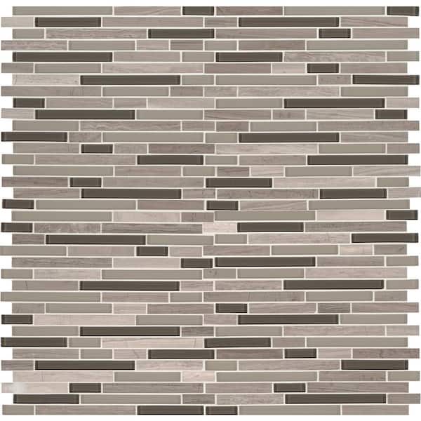 MSI Modello Grigio 12 in. x12 in. Textured Glass, Stone Mosaic Tile (1 sq. ft. / each)