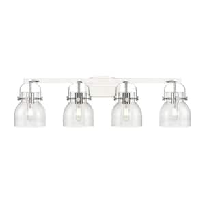 Pilaster II Bell 36.5 in. 4-Light Polished Chrome Vanity Light with Glass Shade