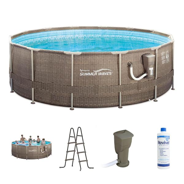 Summer Waves P20014482 14 ft. x 48 in. Round Frame Above Ground Swimming Pool Set