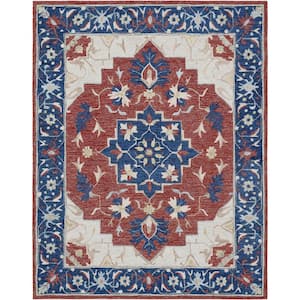 D1734 Rust 7 ft. 6 in. x 9 ft. 6 in. Hand Tufted Persian Transitional Indoor Wool Area Rug