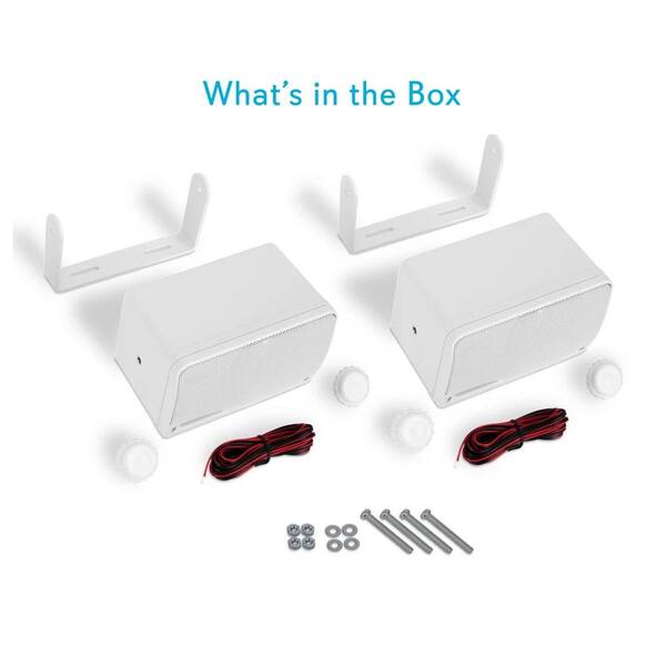 Pyle PLMR24 Pair of 3.5'' 200W 3-Way Weather Proof Mini Box Speakers White 