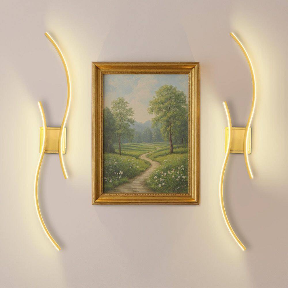 2-Pack 5W LED Double Wave Wall Sconce, Gold Metal Finish, RGB+CW, App & Music Sync price history on PriceWatchPro