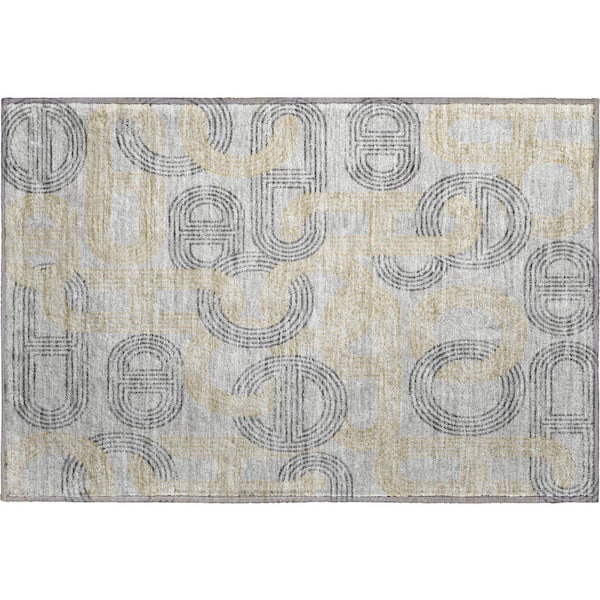 Addison Rugs Mayfield Premium Machine Washable Abstract AMF967 Gray 1 ft. 8 in. x 2 ft. 6 in. Area Rug