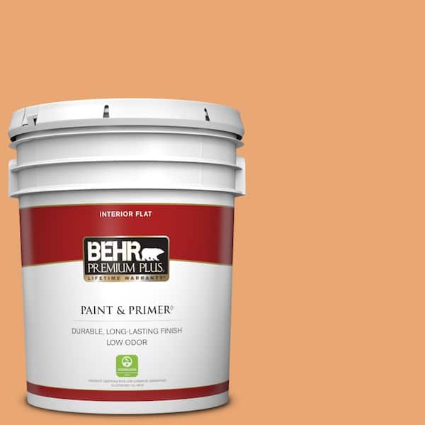 BEHR PREMIUM PLUS 5 gal. #M230-5 Sweet Curry Flat Low Odor Interior Paint & Primer
